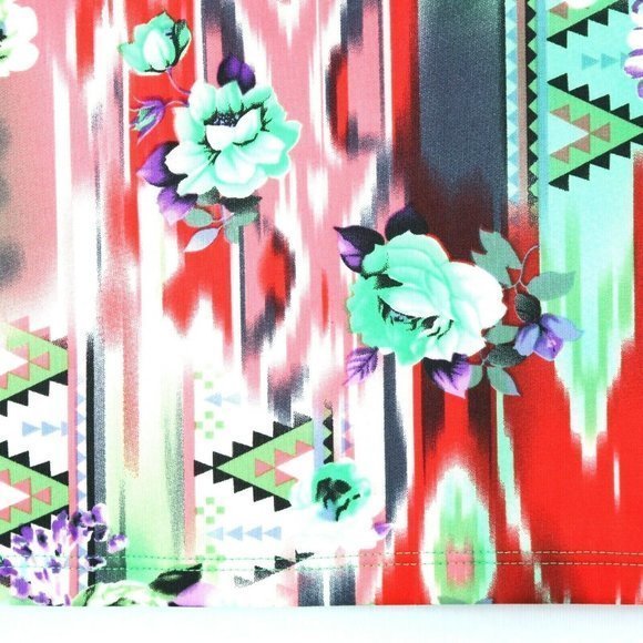 MOA Pencil Skirt Green Purple Red White Floral Stretch 2XL XXL‎ - Picture 10 of 12